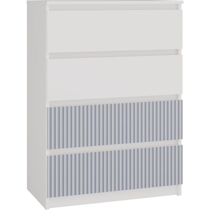 foto del prodotto aster t4 cassettone moderno a 4 cassetti 97x70x40 contenitore per bambini bianco e blu