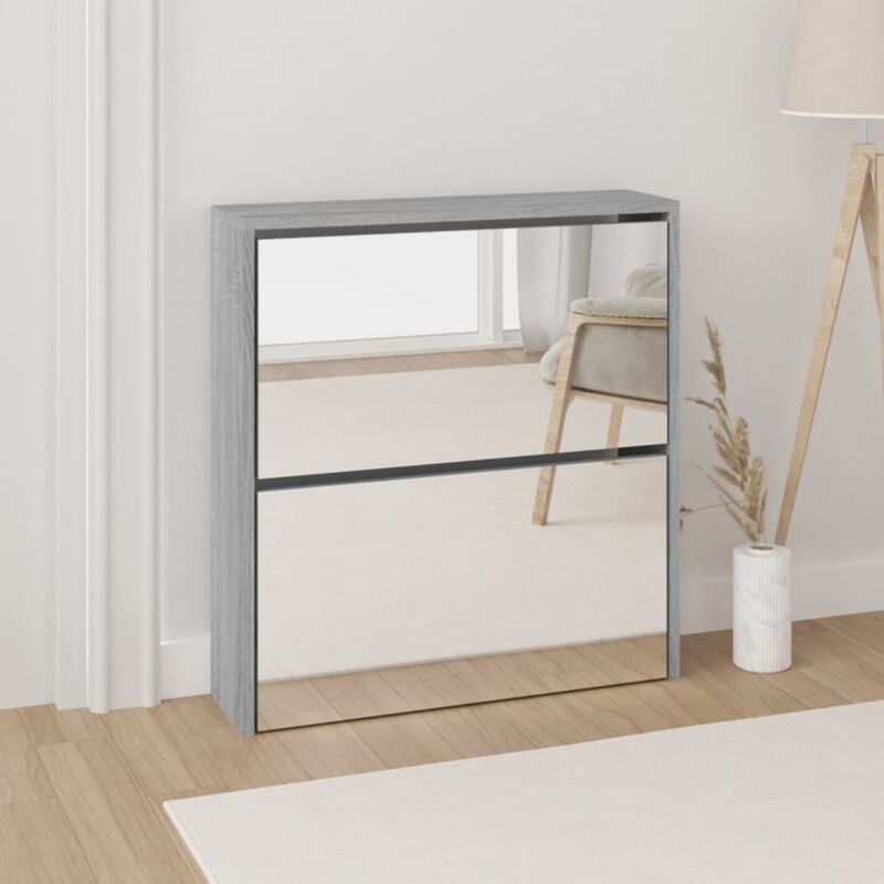 foto del prodotto asupermall furniture limited scarpiera con specchio a 2 livelli grigio