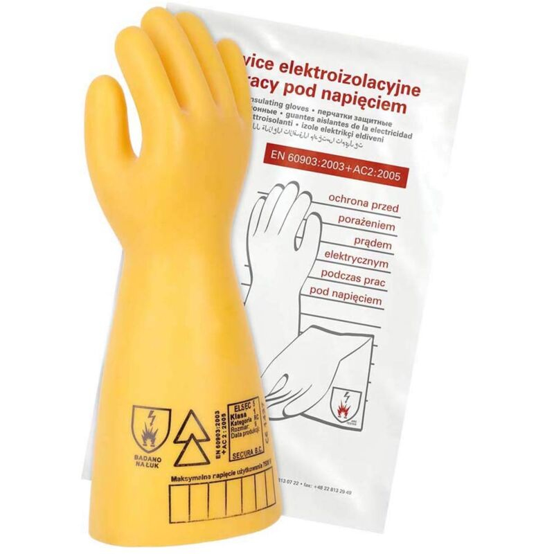 foto del prodotto asupermall secura relsec 5 y 10 guanti elettroisolati, elsec 5 kv, classe 0, giallo, 10 pezzi, confezione da 10