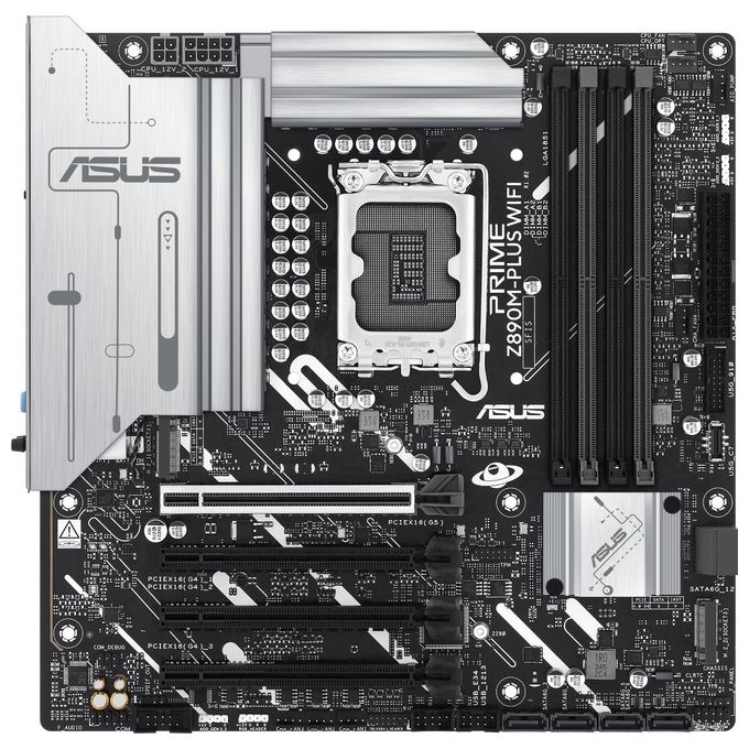 foto del prodotto asus intel prime z890m-plus wifi scheda madre intel matx 10121 fasi di alimentazione pcie 5.0 gpu di nuova generazione porta usb-c 20gbps 3 slot m.2 wi-fi 7 q-antenna