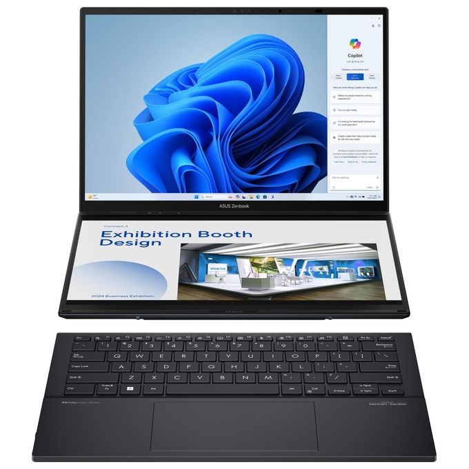 foto del prodotto asus notebook zenbook duo oled ux8406ma pz286w intel core ultra 7 155h computer portatile 356 cm 14 touch screen 3k 16 gb lpddr5x sdram 1 tb ssd wi fi 6e 802.11ax windows 11 home grigio