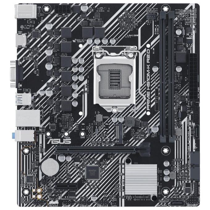 foto del prodotto asus prime h510m-k r2.0 scheda madre intel h510 lga 1200 matx ddr4 pcie 4.0 slot m.2 usb 3.2 gen 2 type-a nero