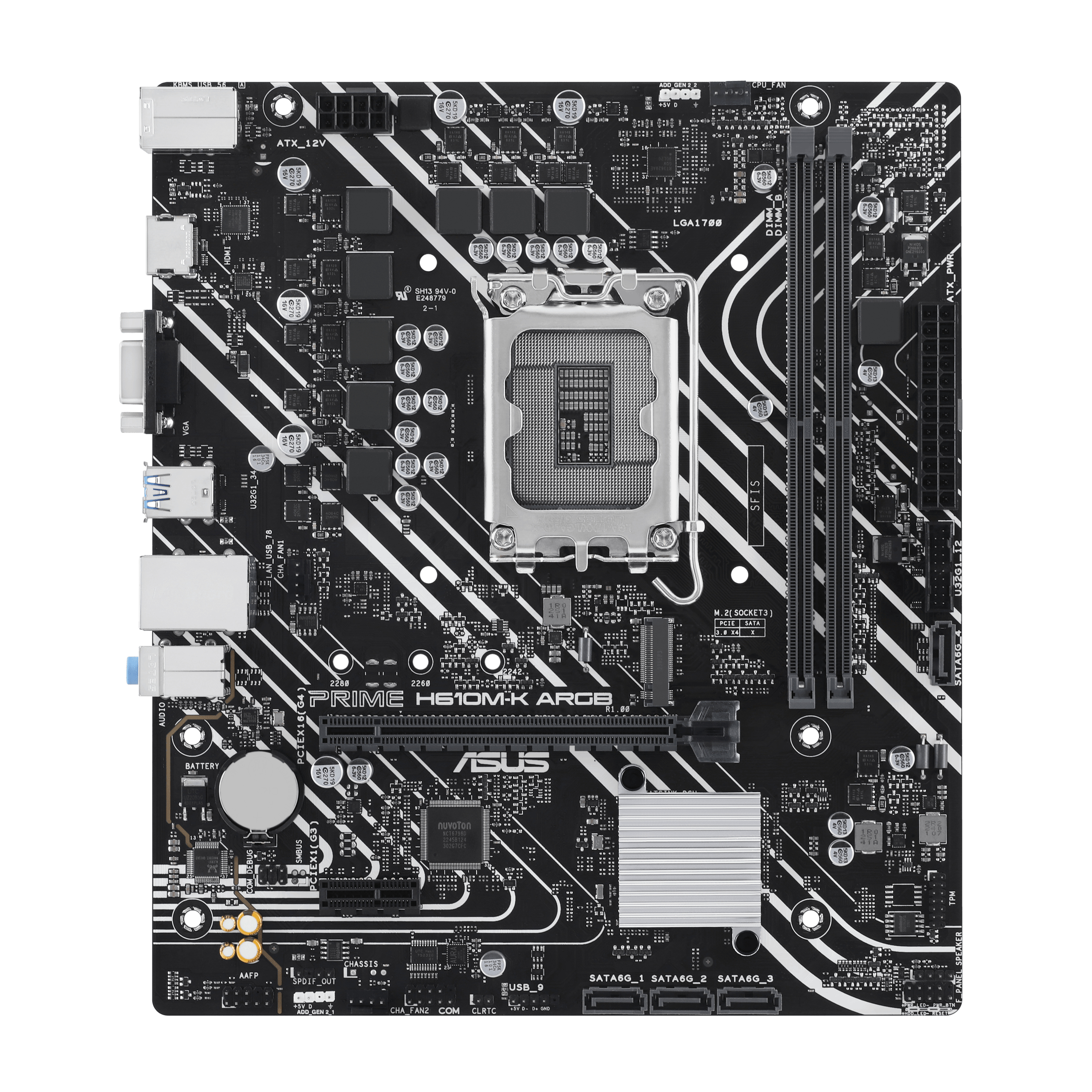 foto del prodotto asus prime h610m k argb intel h610 lga 1700 micro atx