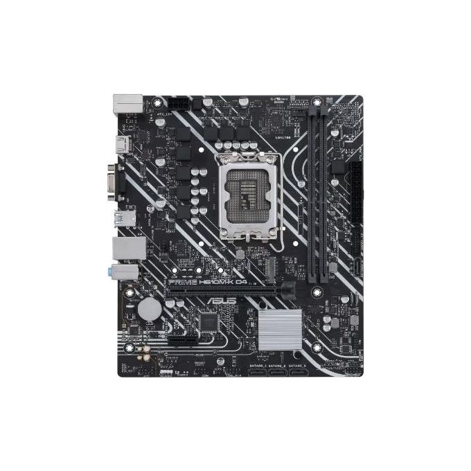 foto del prodotto asus prime h610m-k d4 scheda madre matx, intel h610, lga1700, ddr4, pci 4.0, realtek 1gb ethernet, realtek 7.1 surround, 1xm.2, 4xsata 6gb-s, usb 3.2 gen 1, armoury crate, nero