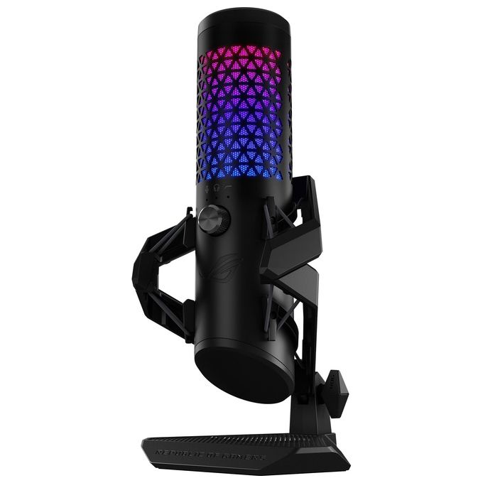 foto del prodotto asus rog carnyx rgb microfono usb a condensatore da 25mm gaming, streaming, podcast, 192khz-24-bit, cardioide, filtro passa-alto-pop integrato, disattivazione audio one-touch, aura sync rgb, nero