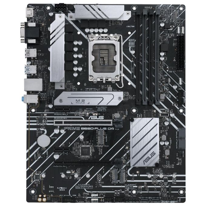 foto del prodotto asus scheda madre intel b660 lga 1700 atx con 8 stadi di potenza, slot pcie 4.0, tre slot m.2, realtek 2.5gb ethernet, displayport, hdmi, d-sub, usb 3.2 gen 2x2 type-c posteriore, usb 3.2 gen 1 type-c anteriore, aura sync
