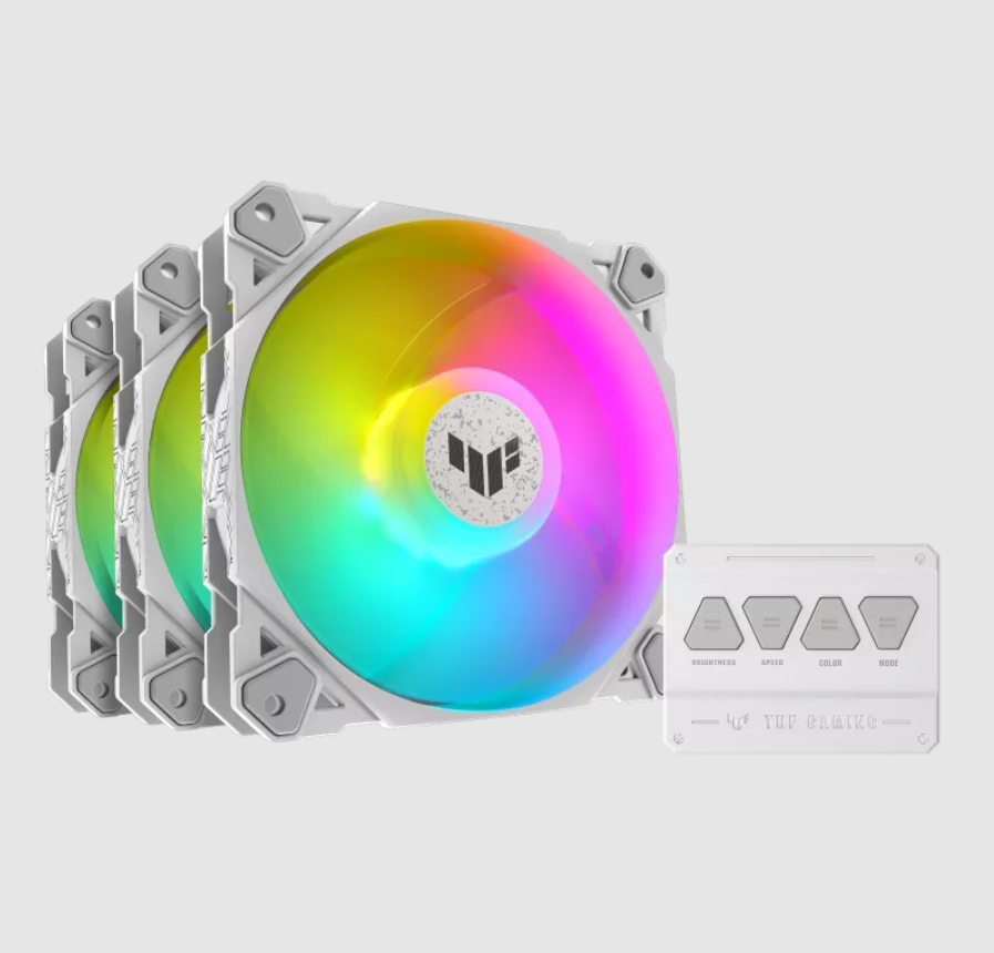 foto del prodotto asus tuf gaming tf120 argb white edition 3in1 case per computer raffreddatore d aria 12 cm bianco 3 pz