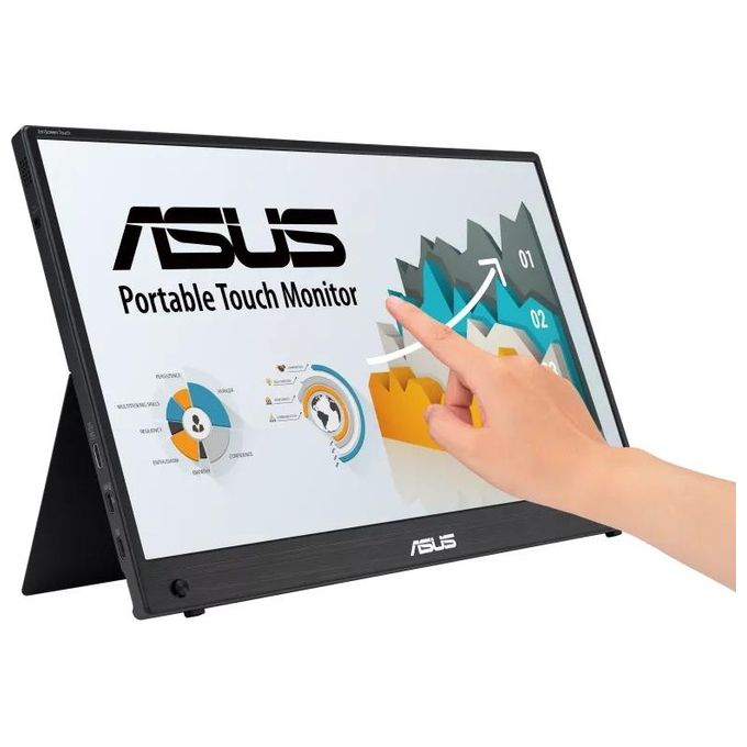 foto del prodotto asus zenscreen touch mb16amtr monitor portatile da 16 pollici 156 ips fhd 1920x1080 batteria integrata mini-hdmi tecnologia anti-sfarfallio e filtro luci blu nero