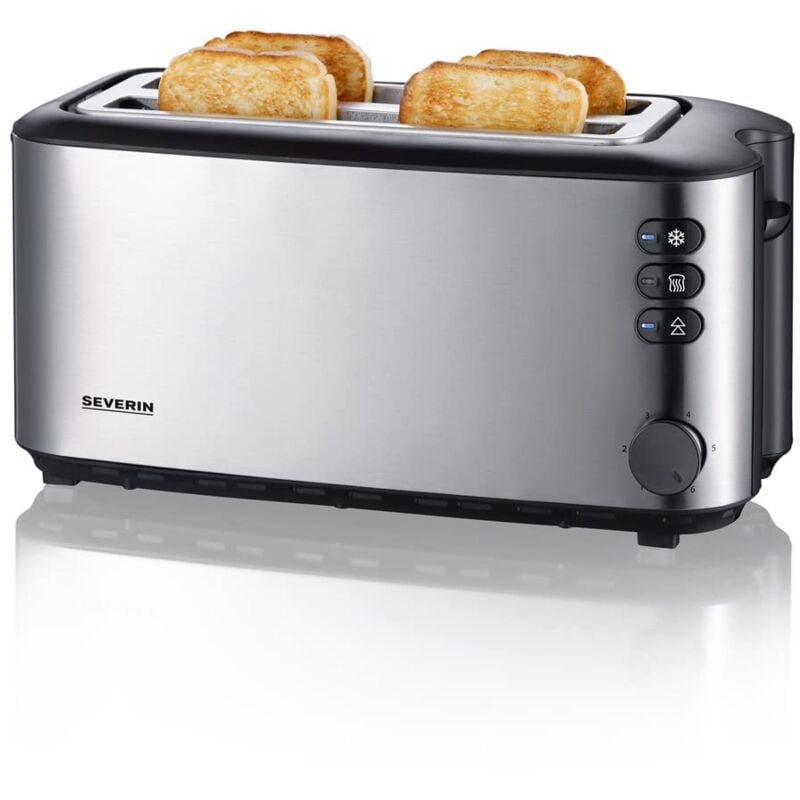 foto del prodotto at 2509 tostapane 4 fette maxi 1400w con griglia, tasto scongelamento e regolazione doratura, tostafette 4 fette, tostapane in acciaio inossidabile,