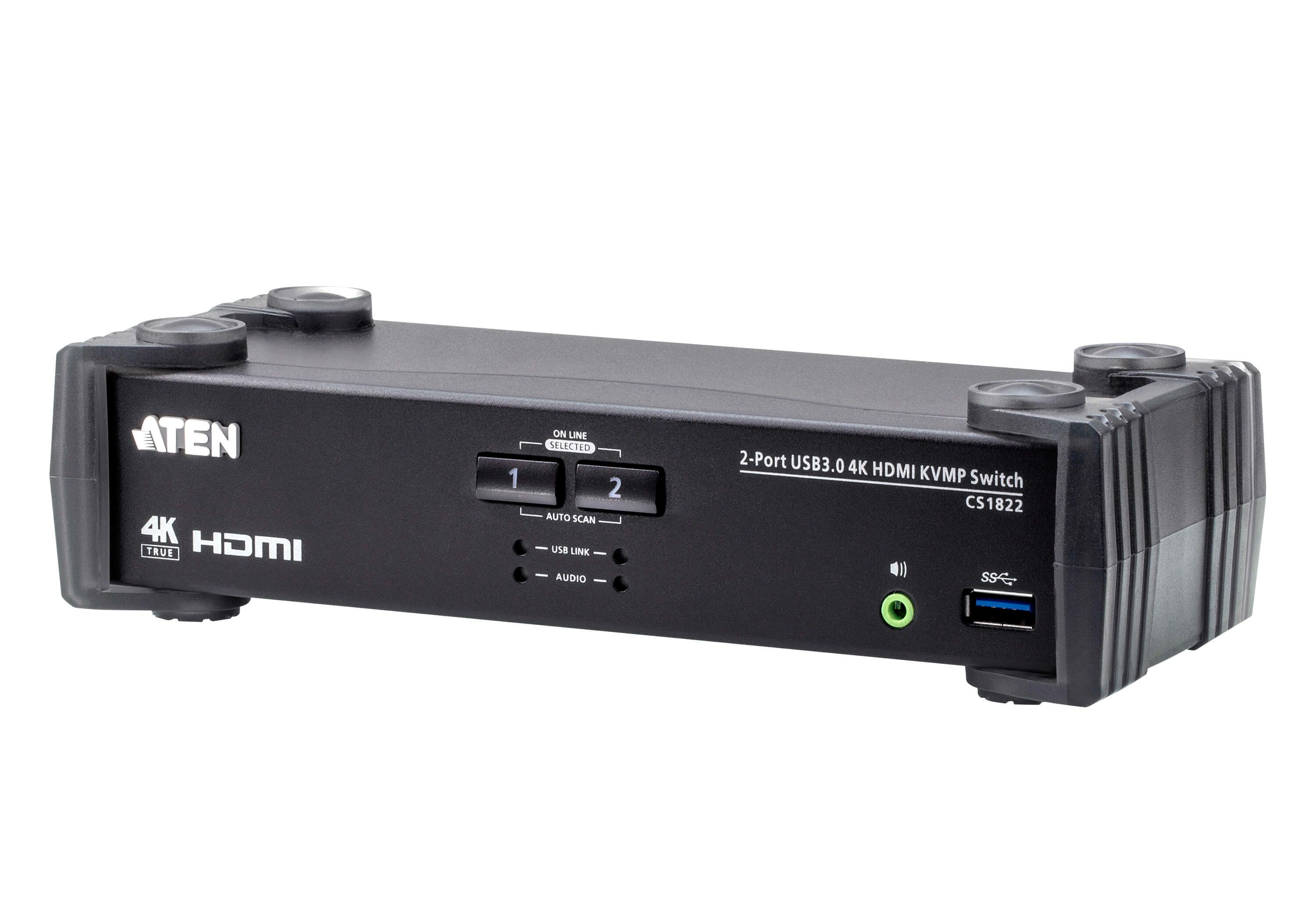 foto del prodotto aten switch usb 3.0 4k hdmi kvmp a 2 porte con modalit mixer audio