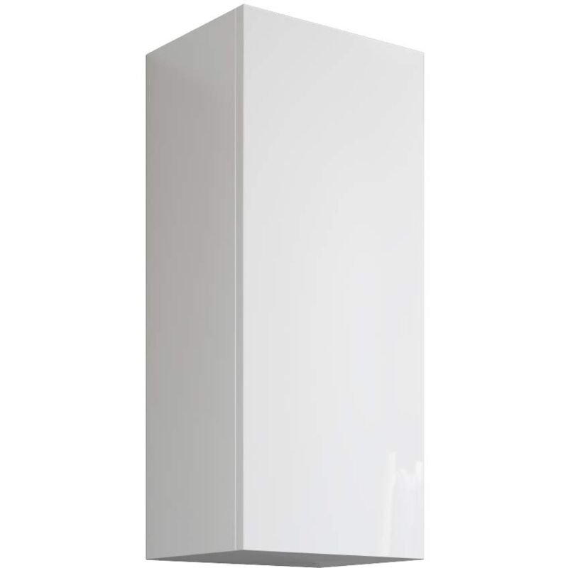 foto del prodotto atena pensile singolo reversibile con sistema di apertura push and pull, laminato, bianco lucido laccato l. 30 x p. 22 x h. 71 cm - mama store