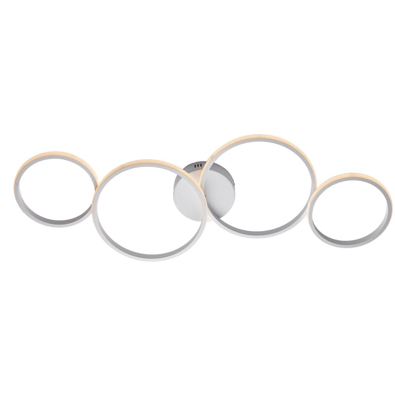 foto del prodotto atena plafoniera in metallo e alluminio laccato bianco con led integrato cct telecomando . 100 x 34 bl287-pbc