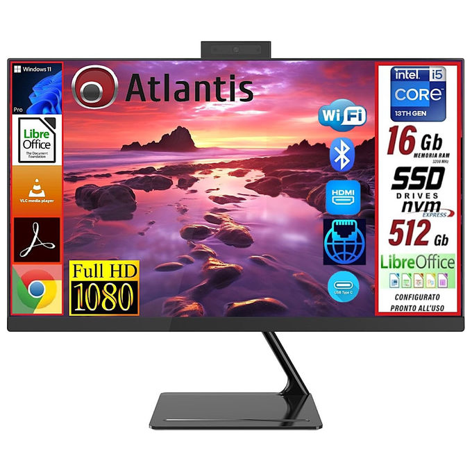 foto del prodotto atlantis land nexus z27 all in one pc 27 i5 13th gen 16gb ram windows 11 pro