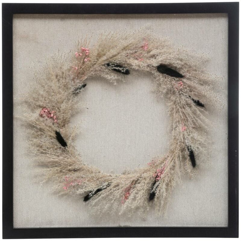 foto del prodotto atmosphera appendiabiti da parete nia fiori secchi in legno e giunco 55x55cm cr ateur d int rieur