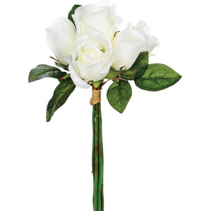 foto del prodotto atmosphera bouquet di 7 rose artificiali bianche h30cm cr ateur d int rieur