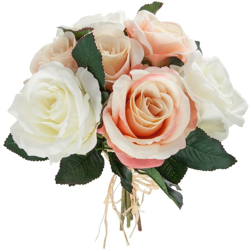 foto del prodotto atmosphera bouquet rose di 7 rose artificiali invecchiate bianche e rosa h30cm cr ateur d int rieur