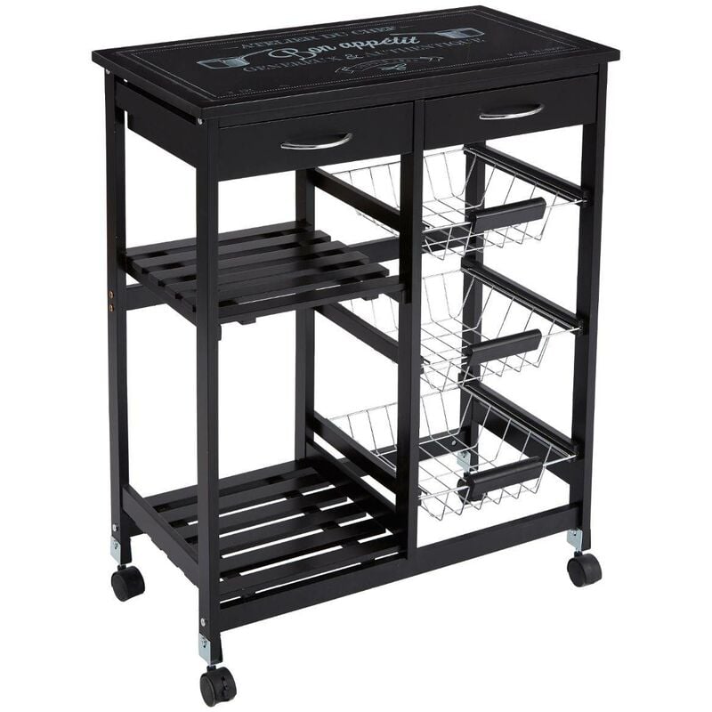 foto del prodotto atmosphera carrello gustaf su rotelle, 5 livelli, nero 5five