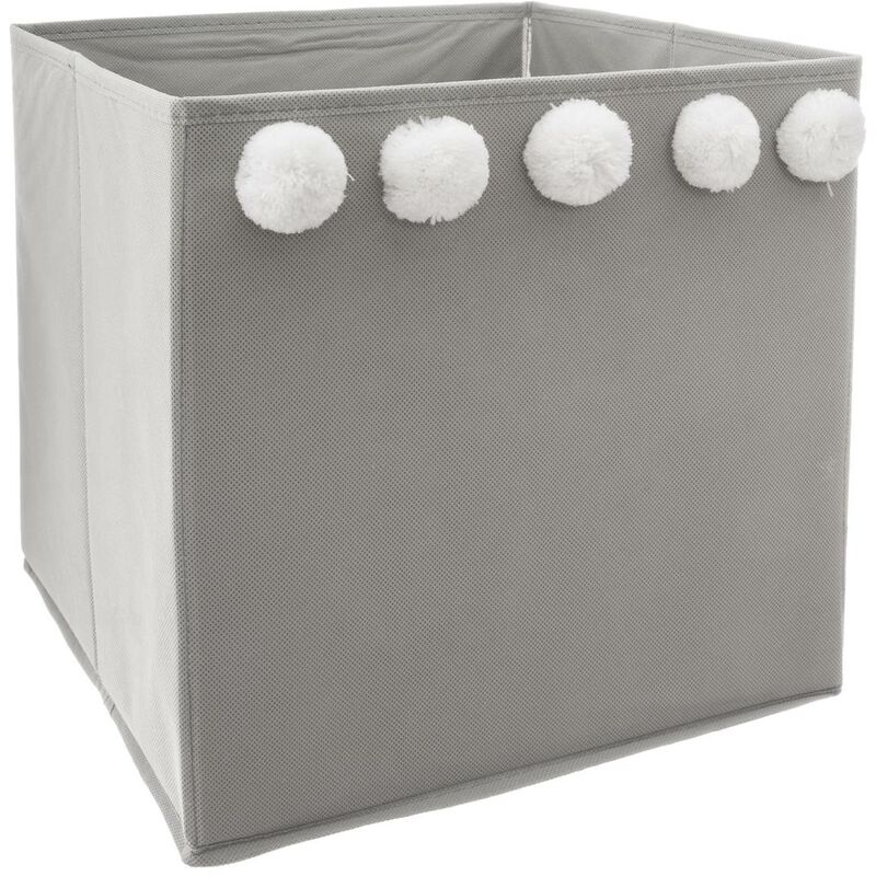 foto del prodotto atmosphera cestino per bambini con pompons grigi 29x29cm cr ateur d int rieur