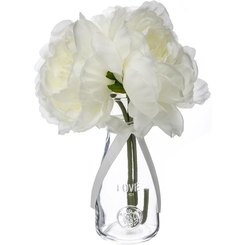 foto del prodotto atmosphera composizione di 3 peonie in vaso di vetro h35cm cr ateur d int rieur