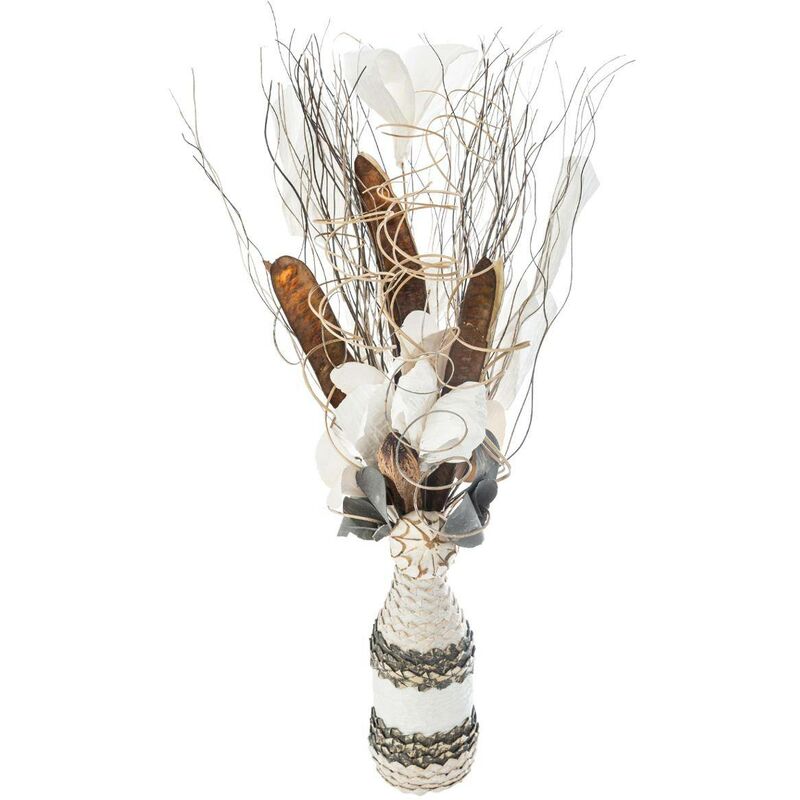foto del prodotto atmosphera composizione floreale artificiale in seta con vaso in vimini h50cm grigio cr ateur d int rieur