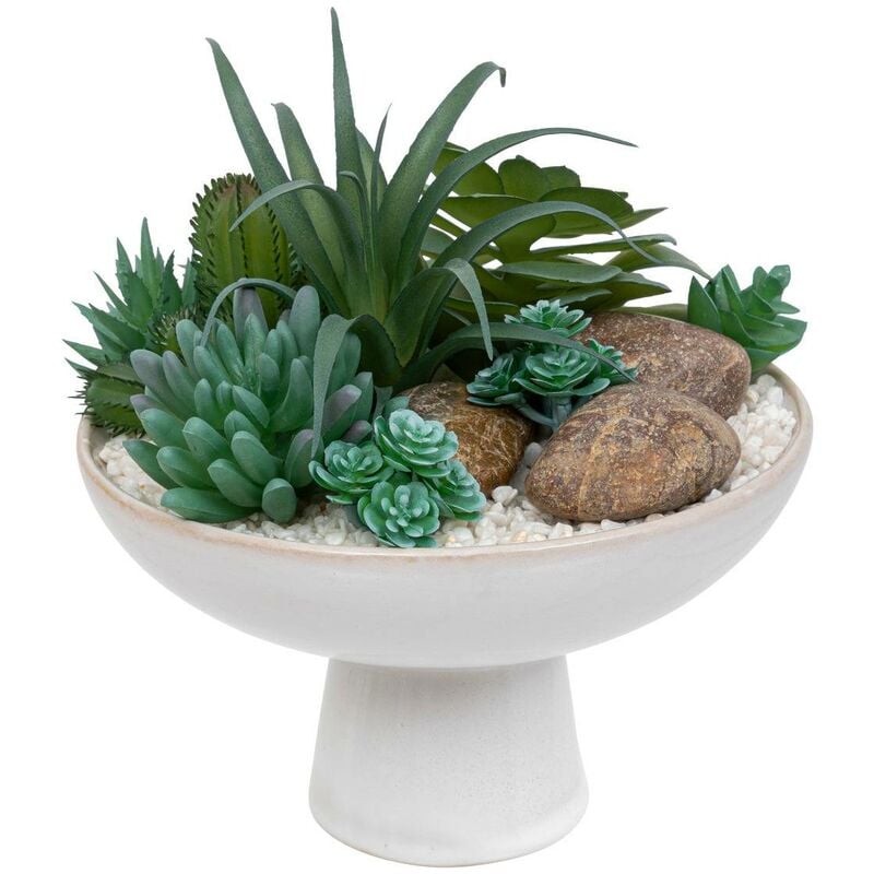 foto del prodotto atmosphera composizione piante grasse artificiali h20cm bianco cr ateur d int rieur