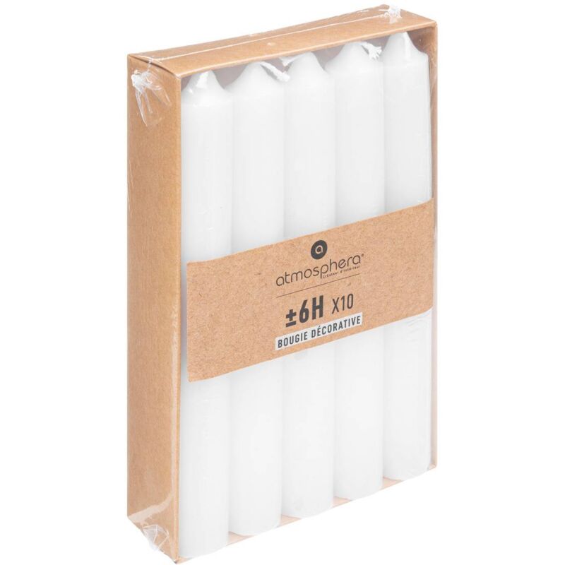 foto del prodotto atmosphera confezione da 10 candele a bastoncino bianche da 45 g cr ateur d int rieur
