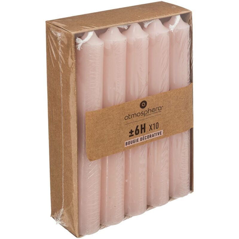 foto del prodotto atmosphera confezione da 10 candele a bastoncino rosa chiaro 45g cr ateur d int rieur