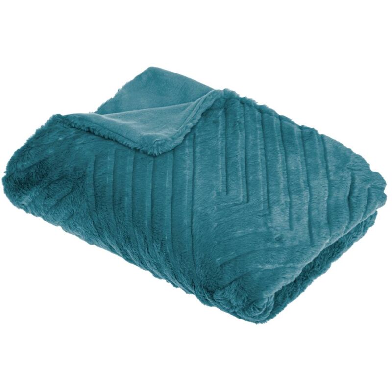 foto del prodotto atmosphera coperta nils 3d geo in pelliccia sintetica blu anatra 120x160cm cr ateur d int rieur