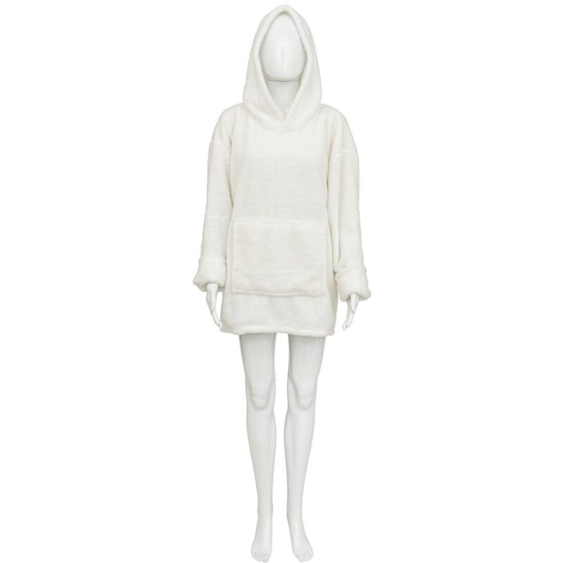 foto del prodotto atmosphera - felpa con cappuccio a quadri in flanella bianco taglia unica cr ateur d'int rieur