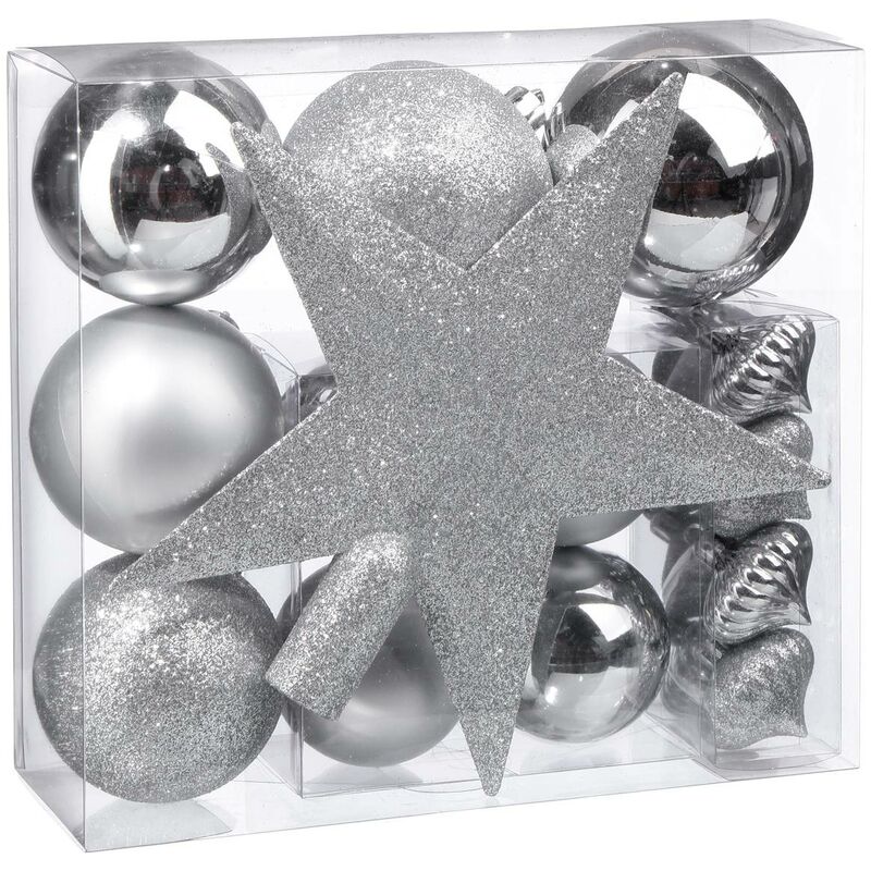 foto del prodotto atmosphera kit albero di natale colorama de no l 18 pezzi in argento feeric lights christmas