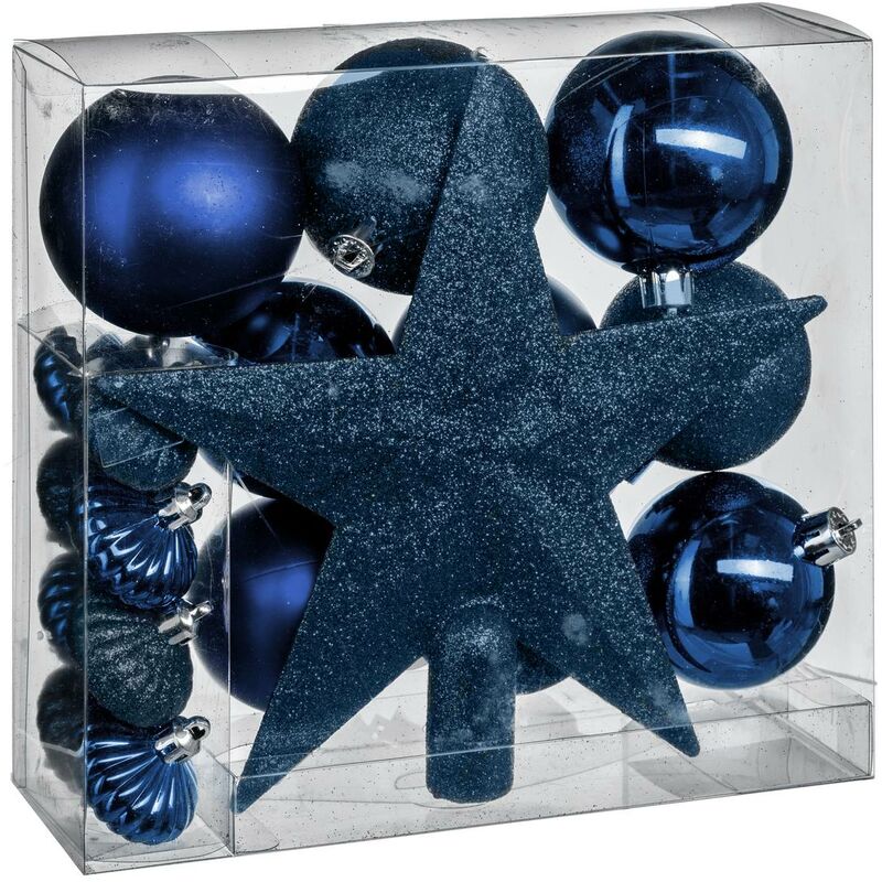 foto del prodotto atmosphera kit albero di natale colorama de no l da 18 pezzi in blu notte feeric lights christmas