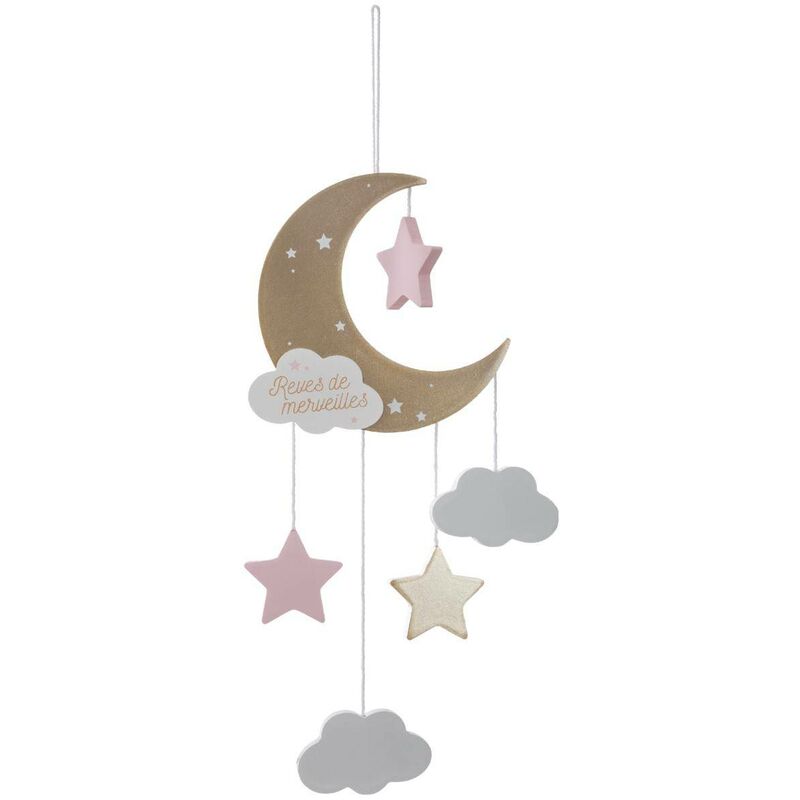 foto del prodotto atmosphera lampada a sospensione per bambini lune in legno rosa h46,5 cm cr ateur d int rieur