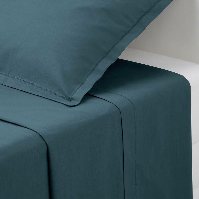 foto del prodotto atmosphera lenzuolo piatto carina in cotone 240x290cm blu tempesta cr ateur d int rieur