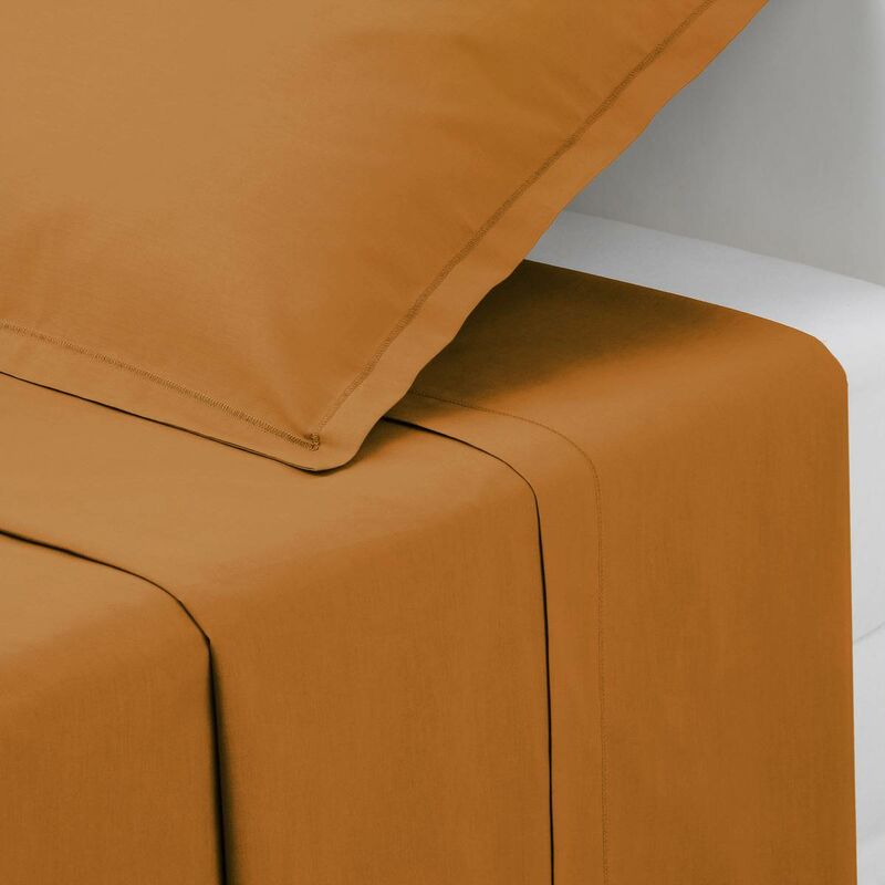 foto del prodotto atmosphera lenzuolo piatto carina in cotone 240x290cm giallo cumino cr ateur d int rieur
