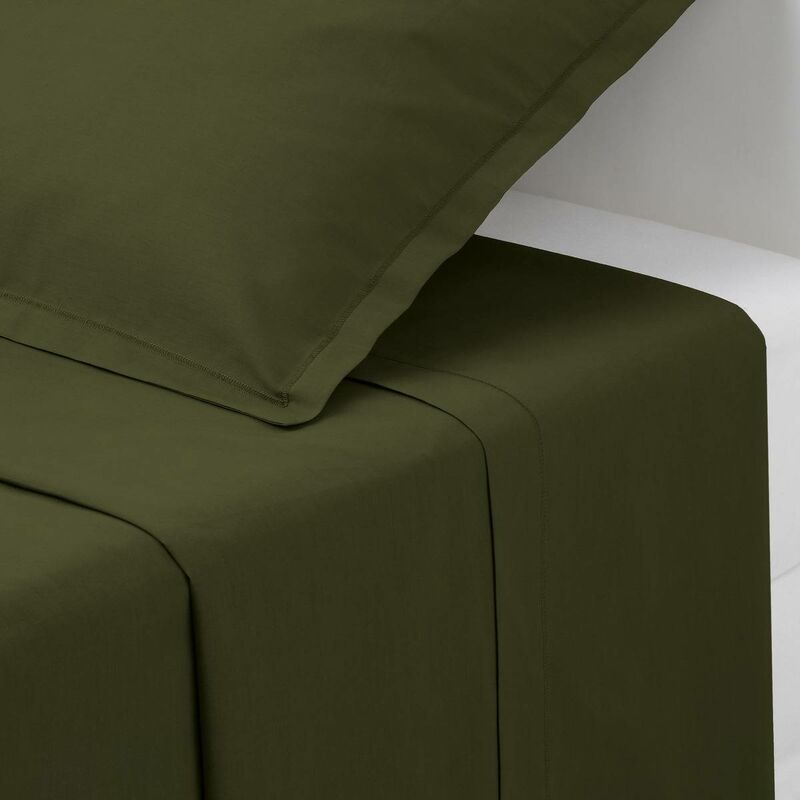 foto del prodotto atmosphera lenzuolo piatto carina in cotone 240x290cm verde kaki cr ateur d int rieur