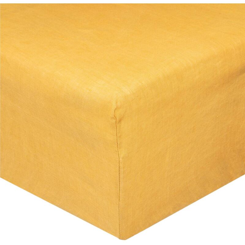 foto del prodotto atmosphera lenzuolo teso linah in lino lavato giallo senape 160x200cm cr ateur d int rieur