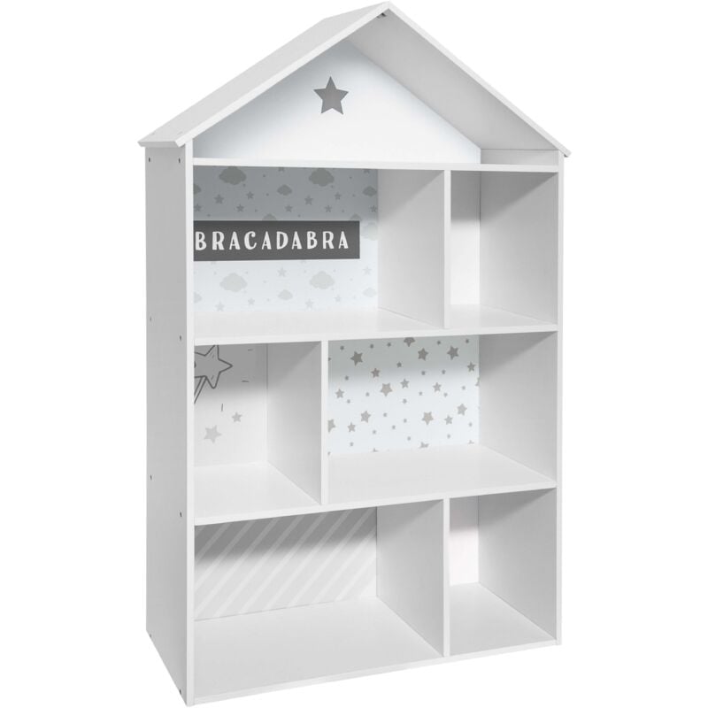 foto del prodotto atmosphera libreria per bambini home 7 scomparti house style melaminico grigio e bianco 73 cm