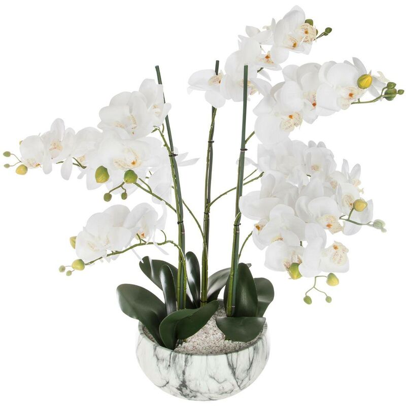 foto del prodotto atmosphera orchidea artificiale in vaso di marmo, h65cm cr ateur d int rieur