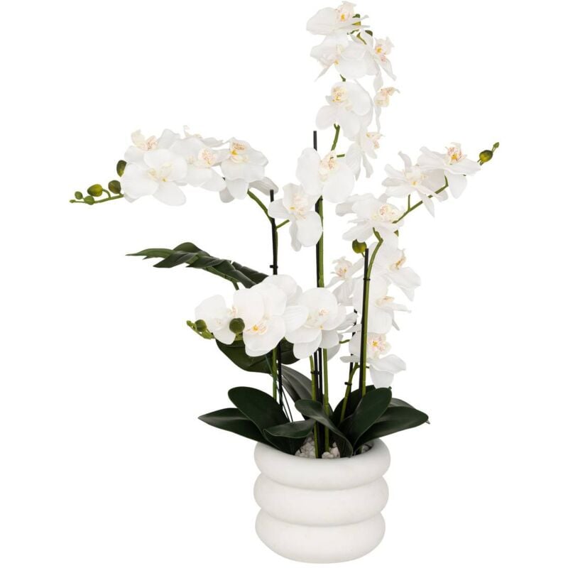 foto del prodotto atmosphera orchidea artificiale in vaso mick in ceramica bianca h80cm cr ateur d int rieur