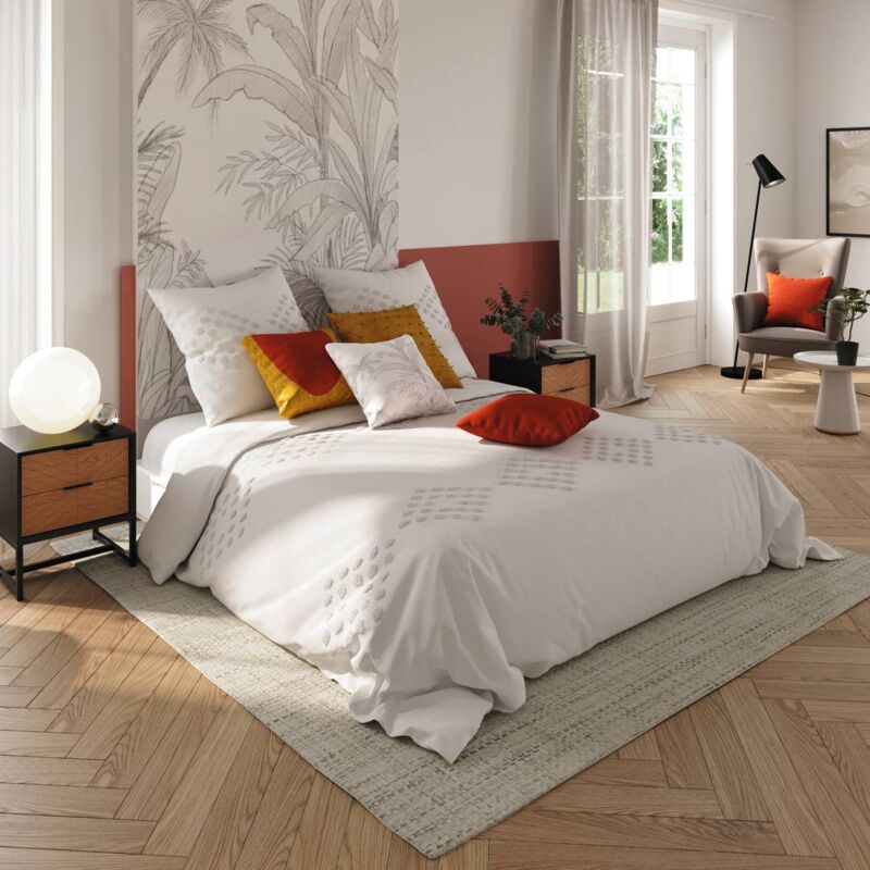 foto del prodotto atmosphera parure di biancheria da letto vilma in cotone lavato avorio e bianco, 260x240 cm cr ateur d int rieur