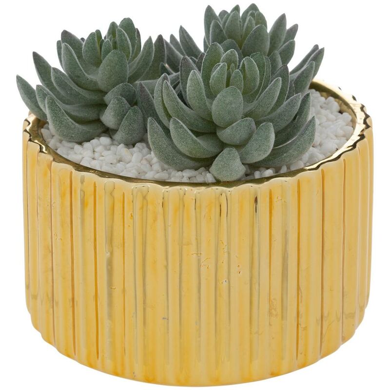 foto del prodotto atmosphera pianta artificiale in vaso the collector in ceramica h14cm oro cr ateur d int rieur