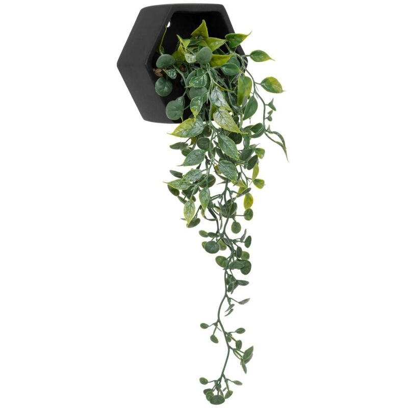 foto del prodotto atmosphera pianta artificiale sospesa ayame pot nero h14cm cr ateur d int rieur