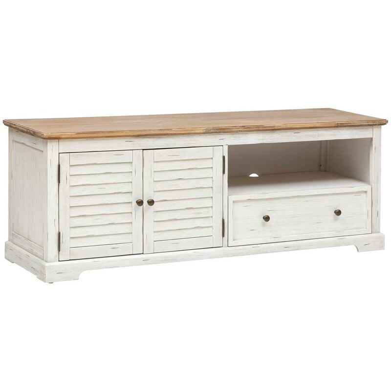 foto del prodotto atmosphera porta tv olbia in metallo e acacia 140x40cm bianco cr ateur d int rieur