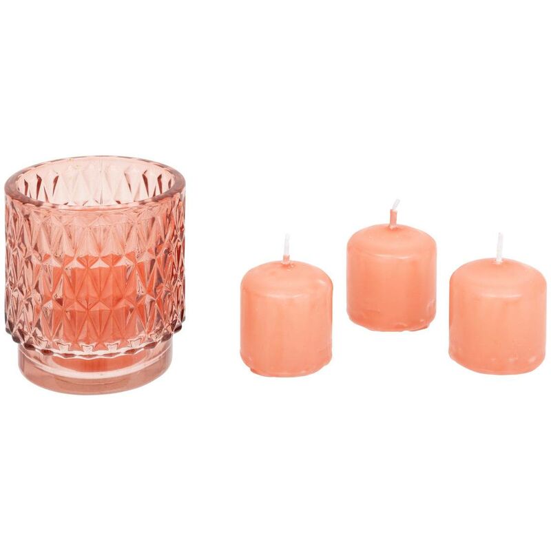 foto del prodotto atmosphera portacandele e 4 candele oudy 7x8cm rosa cr ateur d int rieur