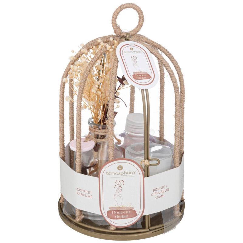 foto del prodotto atmosphera scatola regalo paola fiore di lino d14cm cr ateur d int rieur