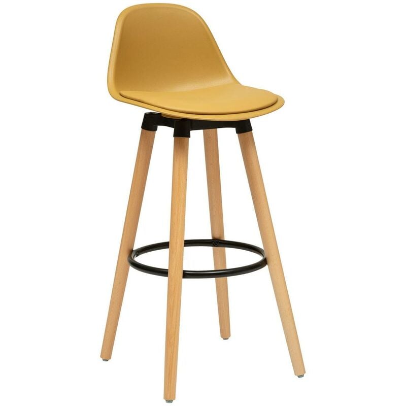 foto del prodotto atmosphera sedia da bar maxon in faggio e metallo h92,5 cm giallo ocra cr ateur d int rieur