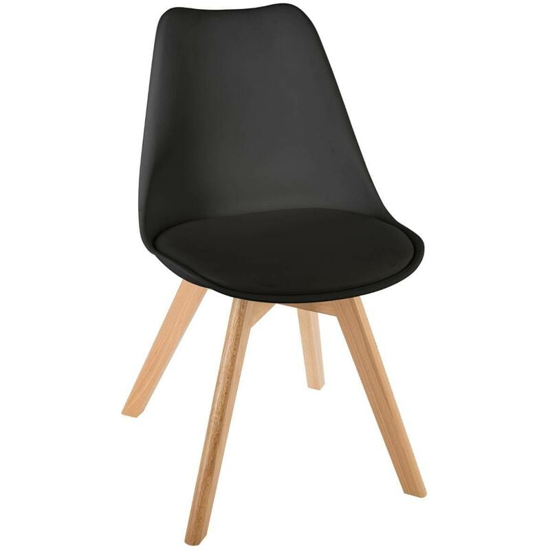 foto del prodotto atmosphera sedia da tavolo con piedi in legno di faggio 48x55x81cm nero