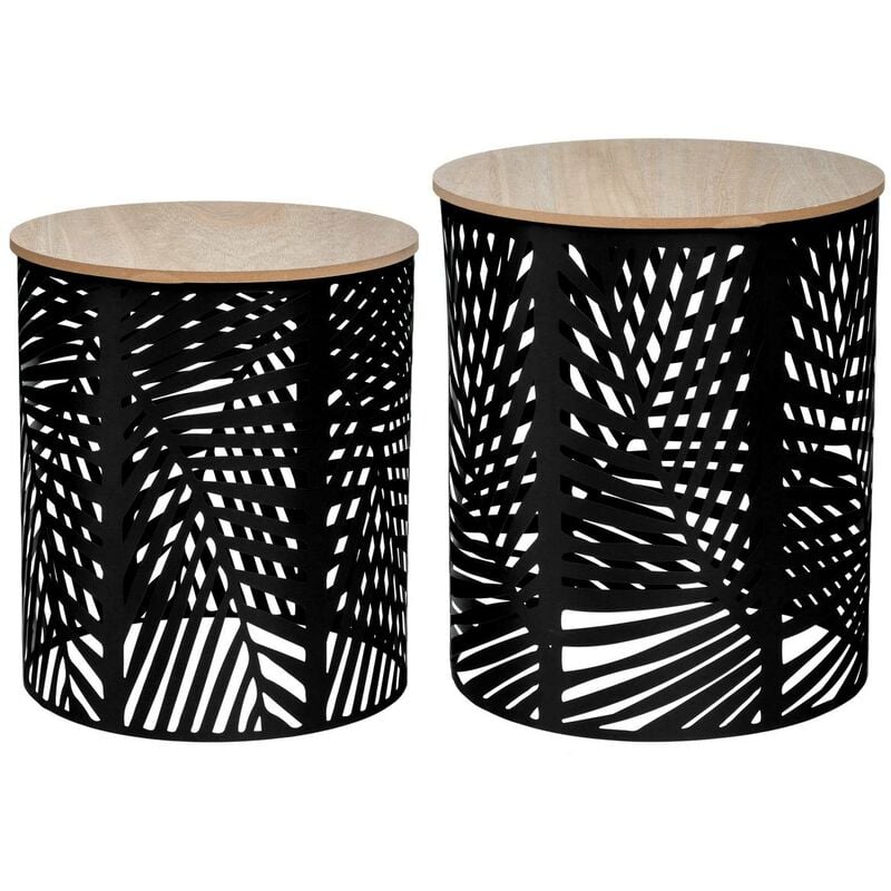 foto del prodotto atmosphera set 2 tavolini in legno e metallo 35x35x40cm 39x39x45cm