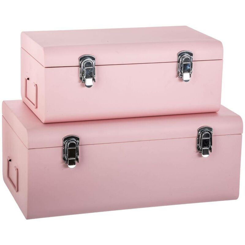foto del prodotto atmosphera set di 2 bauli rosa in metallo per bambini cr ateur d int rieur