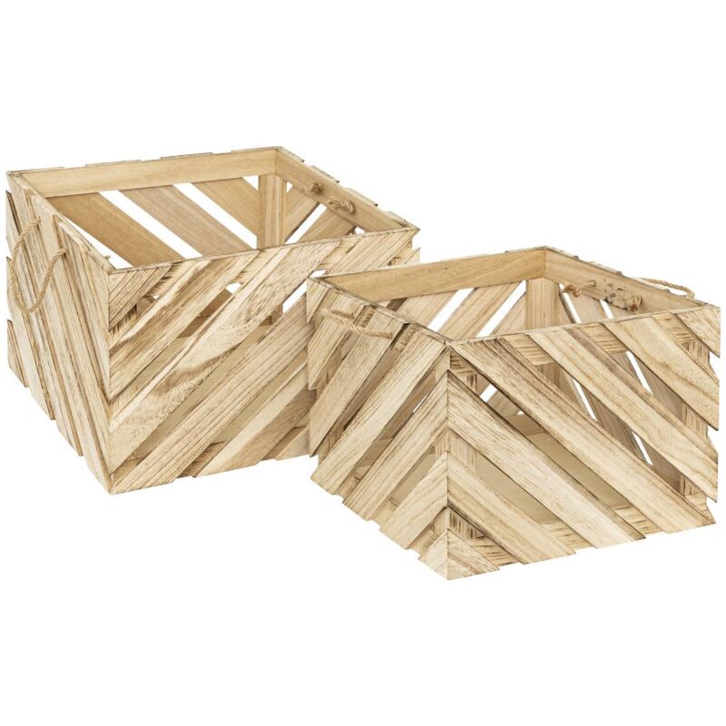 foto del prodotto atmosphera set di 2 cassette di legno sulei l30 37cm cr ateur d int rieur